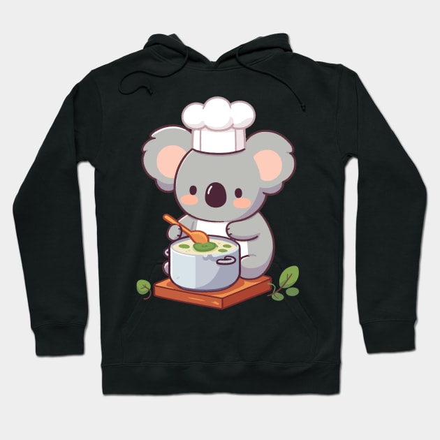 Cute koala chef with chef apron making soup, koala bear cooking illustration, koala lover chef Hoodie by Nora Liak